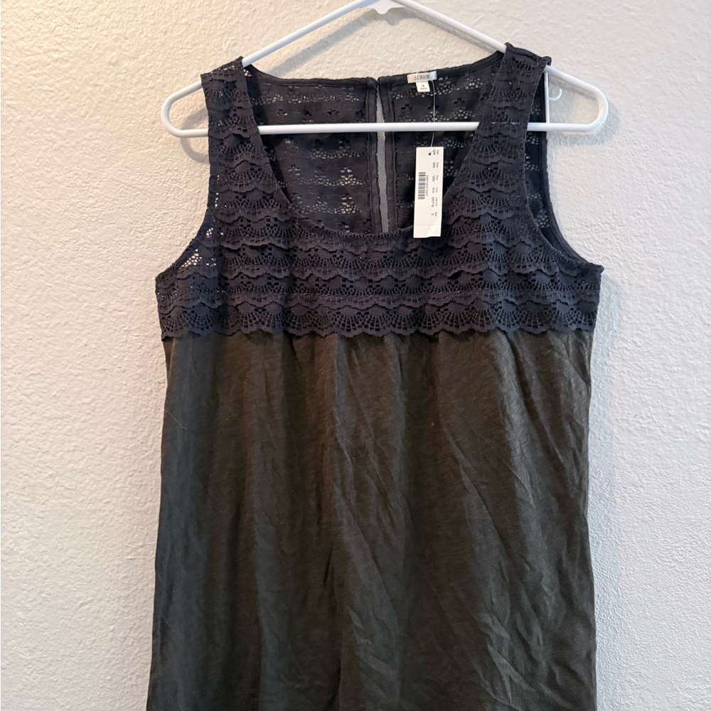 J. Crew Olive and Charcoal Lace Tank Top